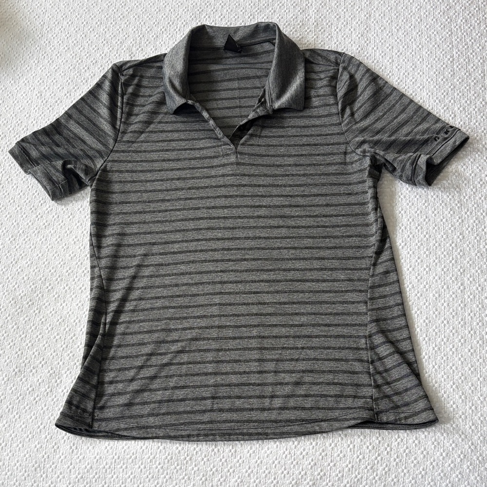 Oakley Gray Striped Performance Polo